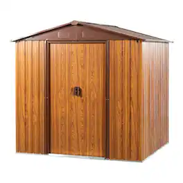 Mondawe - 6 Ft. W X 6 Ft. D Metal Storage Shed - Yellow Brown