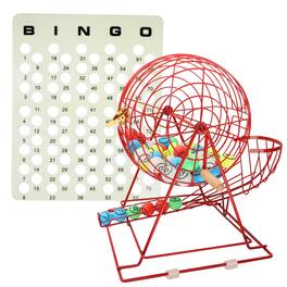 GSE Games & Sports Expert - Bingo Game Set with Jumbo Bingo Cage and 1.5" Ping Pong Size Bingo Balls, Plastic Master Board