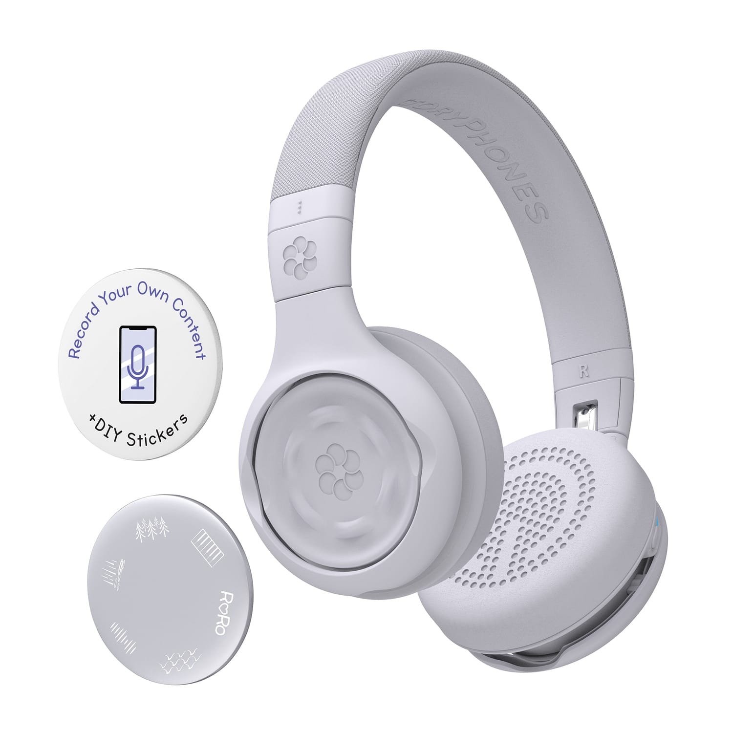 ONANOFF - Storyphones Storytelling Foldable Bluetooth Kids Headphones, Intro Bundle With Zenshield And Playshield - Gray