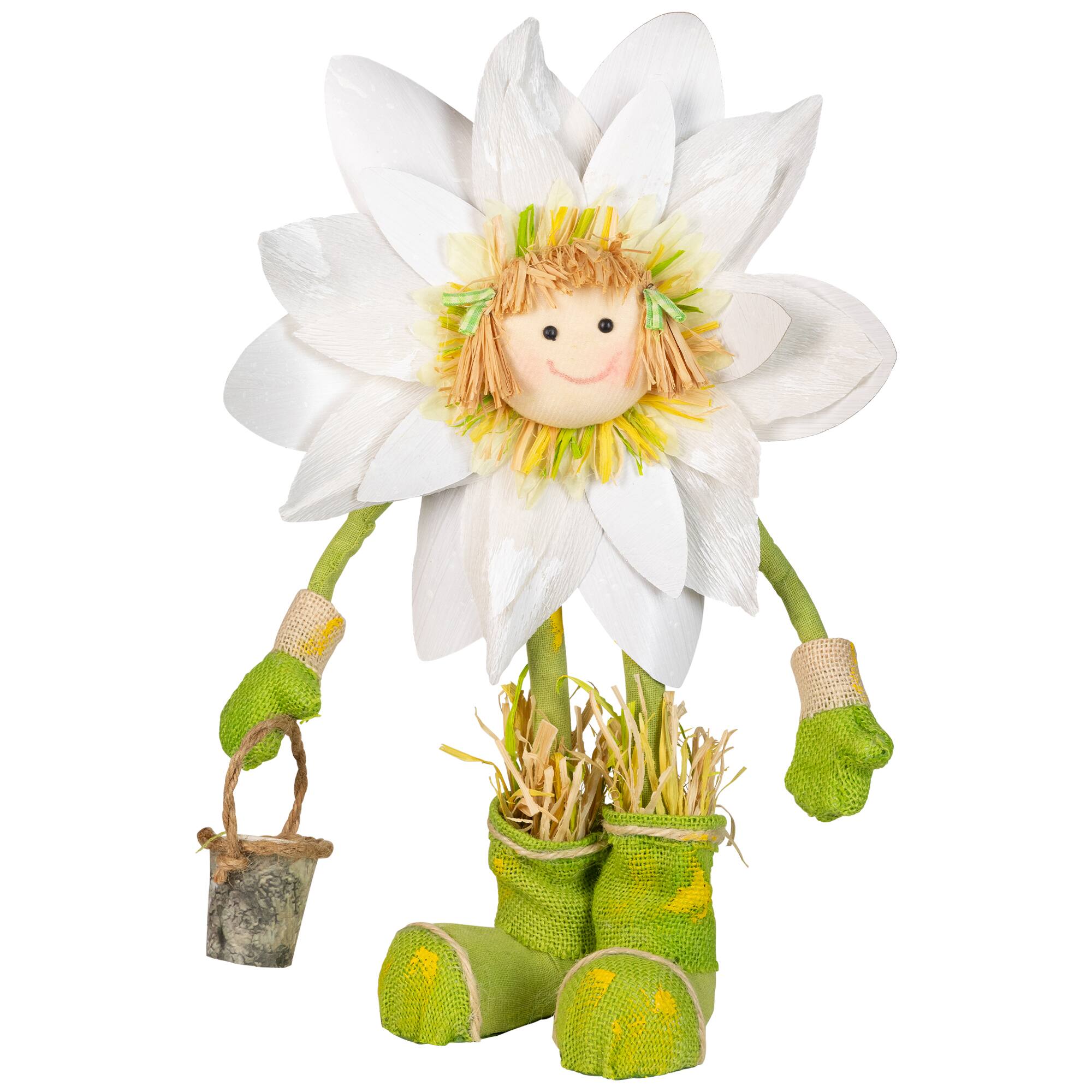 Alt View 3. Northlight - Spring Floral Standing Sunflower Girl Decorative Figure - 17" - Green and Yellow - Pink.