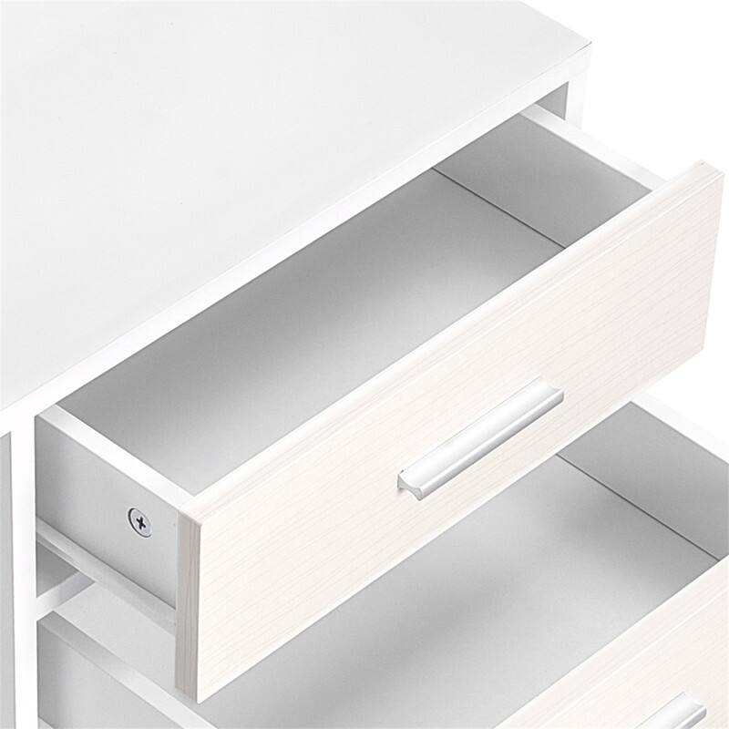 Alt View 4. HTUTWOO - 3 Drawer Wooden File Cabinet - Filing Cabinet with Light Strip, Shelves, Lockable Storage with Hanger, Rolling Organizer - White.