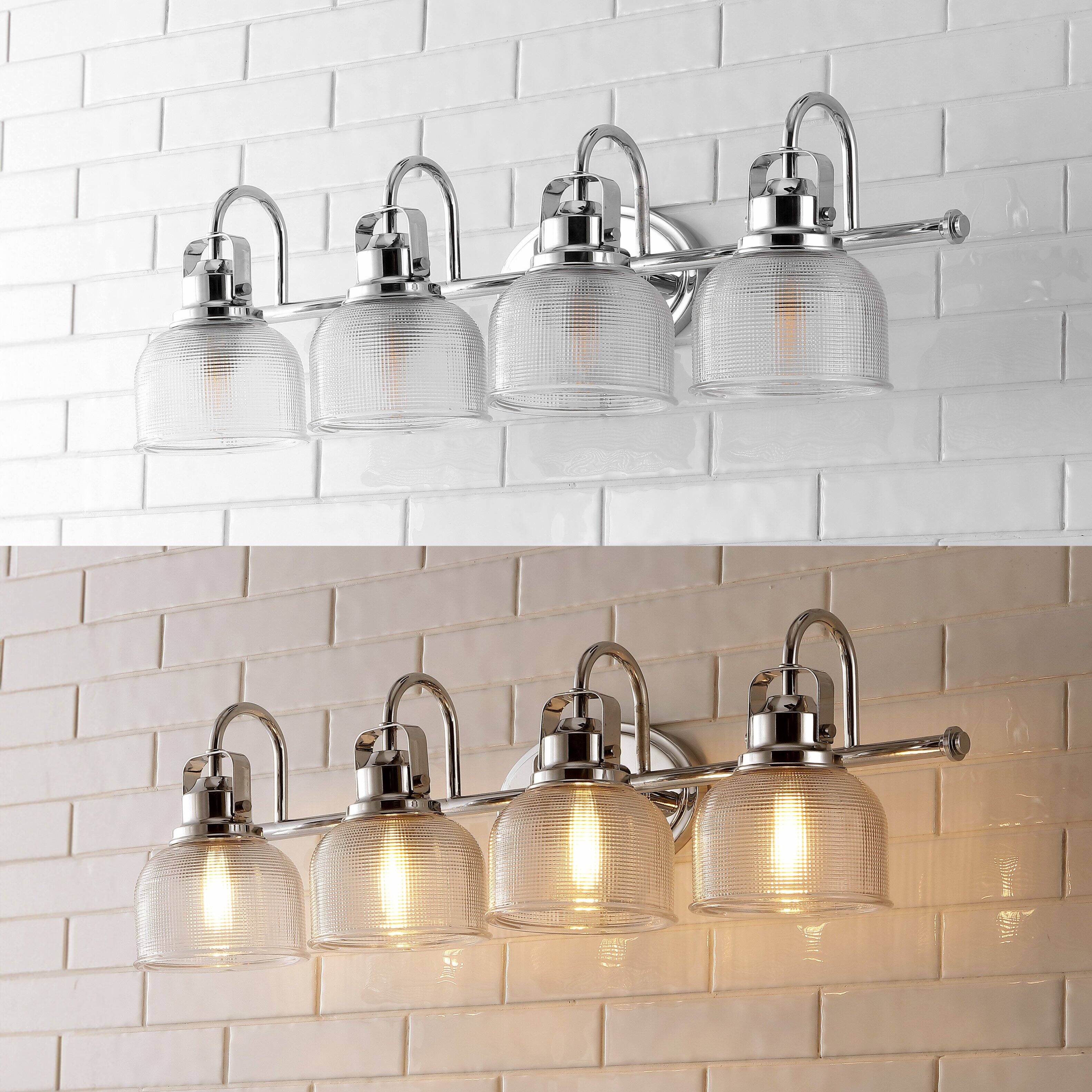 Alt View 4. Jonathan Y - Virginia 30" 4-Light Metal/Glass LED Vanity Light, Chrome - Chrome.
