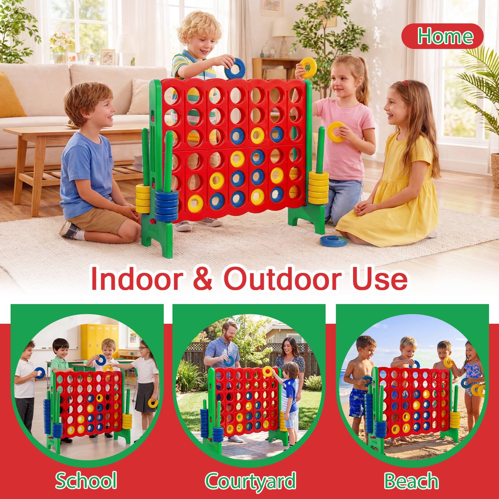 Home  
Indoor & Outdoor Use  
School  
Courtyard  
Beach