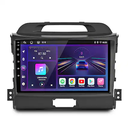 MC 18:25 - ET 8 FM MHz 87.50 H I 0 km/h d- UNKNOWN UNKNOWN K M Spotify Chrome YouTube Play Store Theme