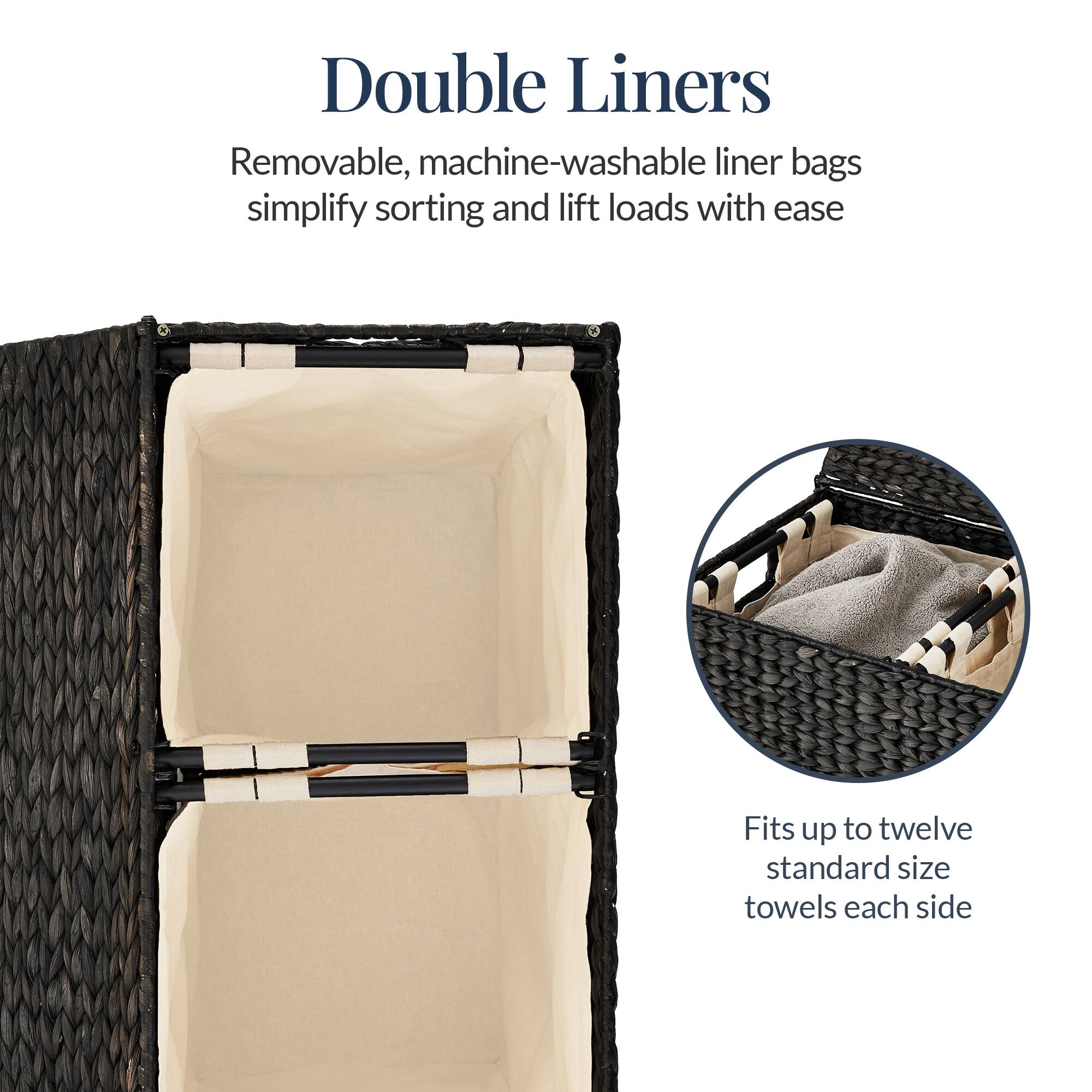 Double Liners

Removable, machine-washable liner bags simplify sorting and lift loads with ease

Fits up to twelve standard size towels each side