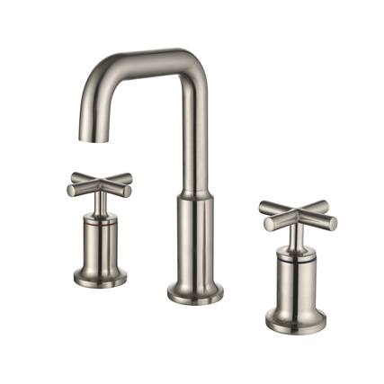 Front. Boyel Living - Brass 8 Inch Widespread Double Handle Bathroom Faucet with Water Supply Hoses and Quick Connected Hose in Brushed Nickel - Brushed Nickel.