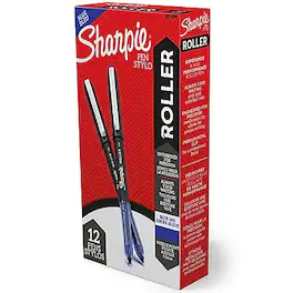 Sharpie - Rollerball Pens, 0.5 mm, Needle Point Precision, Dozen - Blue Ink