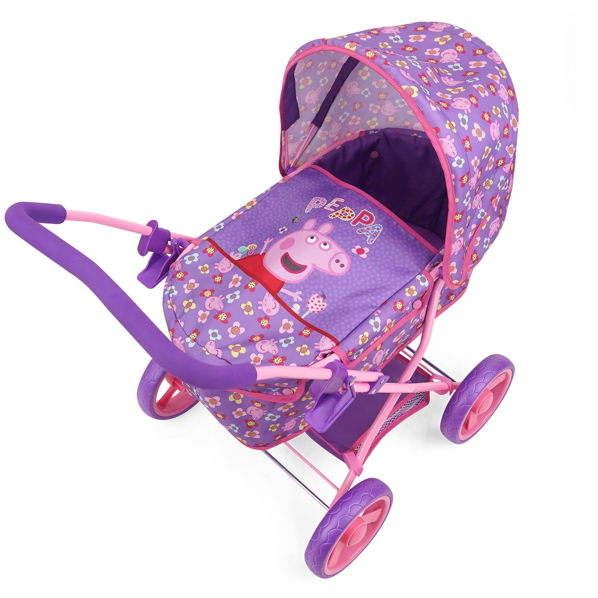 Alt View 11. 509 Crew - Peppa Pig: Doll Deluxe Pram & Bag - Purple, Pink, Flowers.