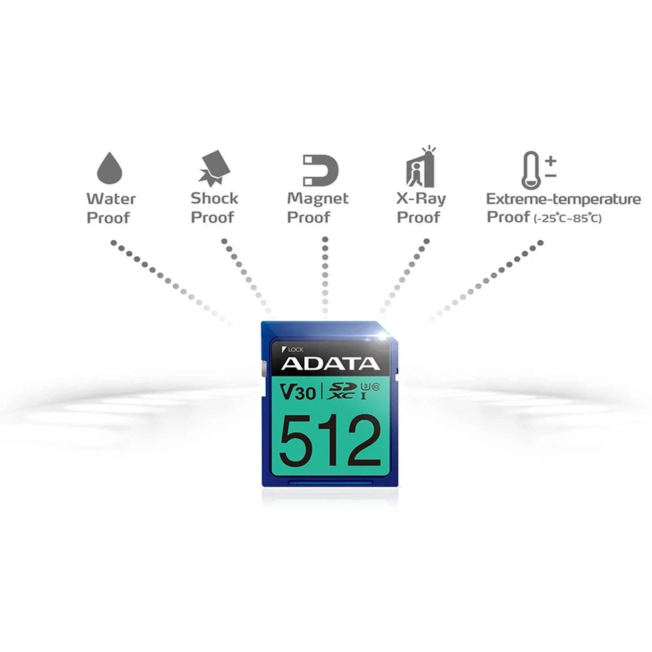 Water Proof, Shock Proof, Magnet Proof, X-Ray Proof, Extreme-temperature Proof (-25°C-85°C), F LOCK, ADATA, S U V30 I, 512