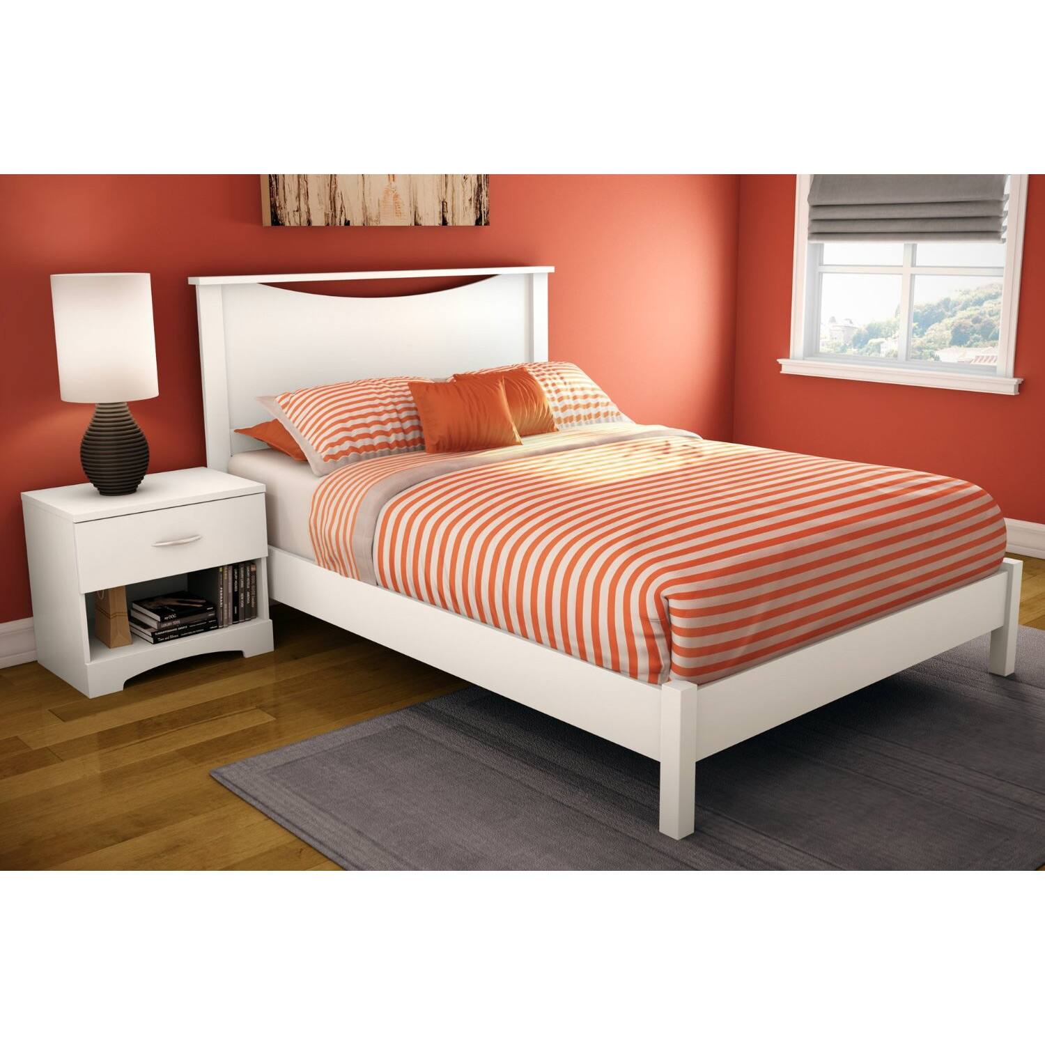 Left. Hivvago - Hivvago Full size Simple Platform Bed - White.
