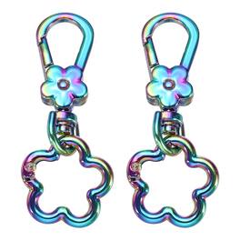Unique Bargains - 2pcs Metal Keychain Clip Swivel Lobster Claw Clasp Quick Release Flower Key Ring Detachable for Crafts Bag Lanyard - Colored