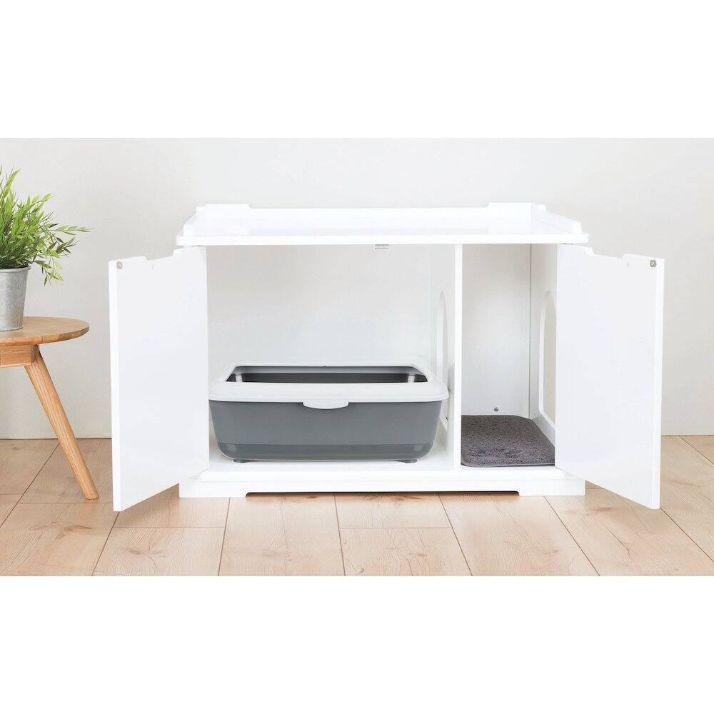 Alt View 4. TRIXIE - Cat Litter Box Enclosure Hidden Litter Indoor Cat Furniture Pet Home - White.