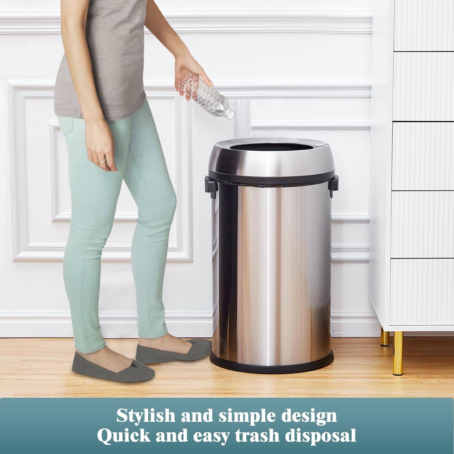 Stylish and simple design  
Quick and easy trash disposal