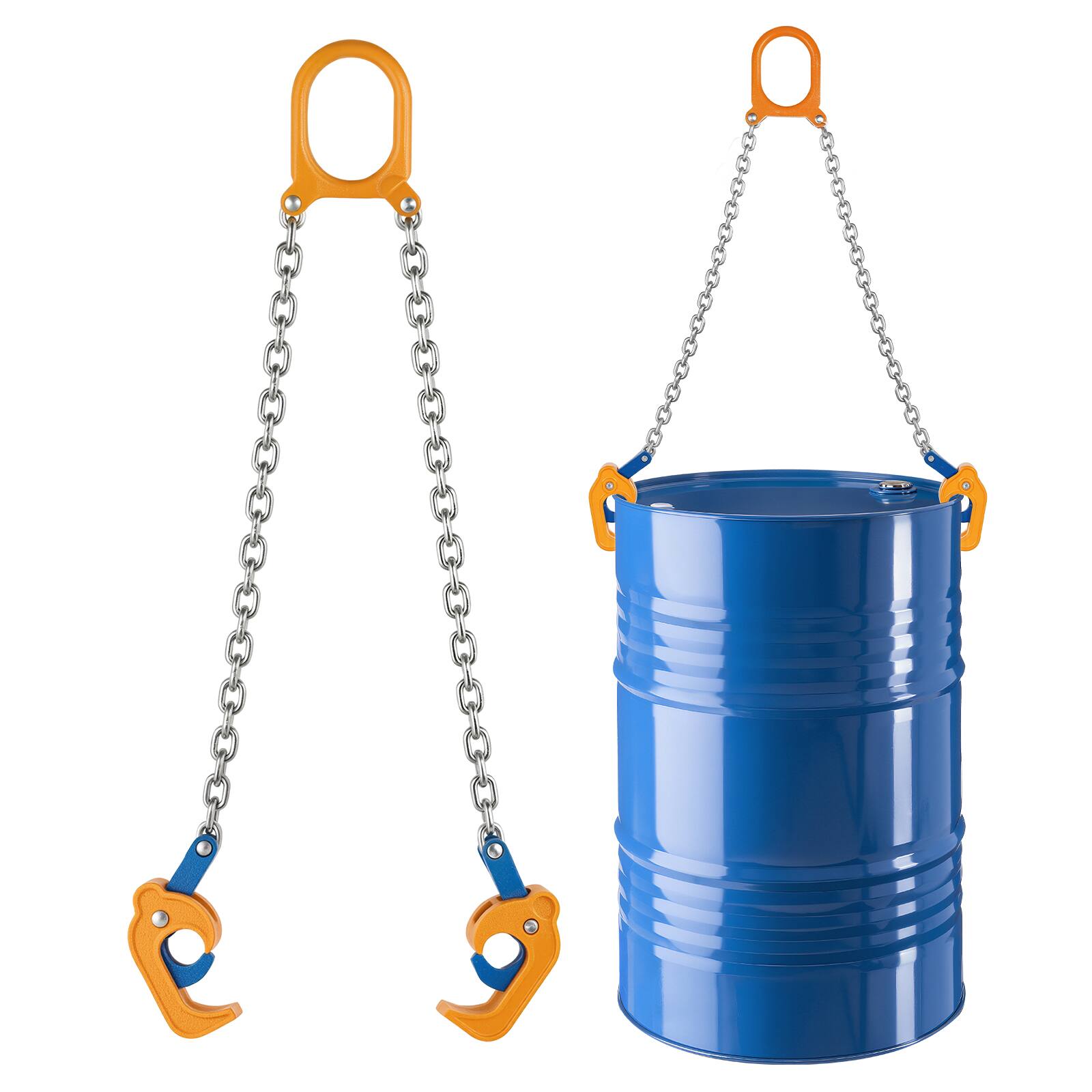 Alt View 5. VEVOR - Chain Drum Lifter, G80 Drum Lifting Chain Sling with Thickened Security Hook, 2000LBS Capacity, 1.6ft Long Sturdy Drums - Blue;Silver.