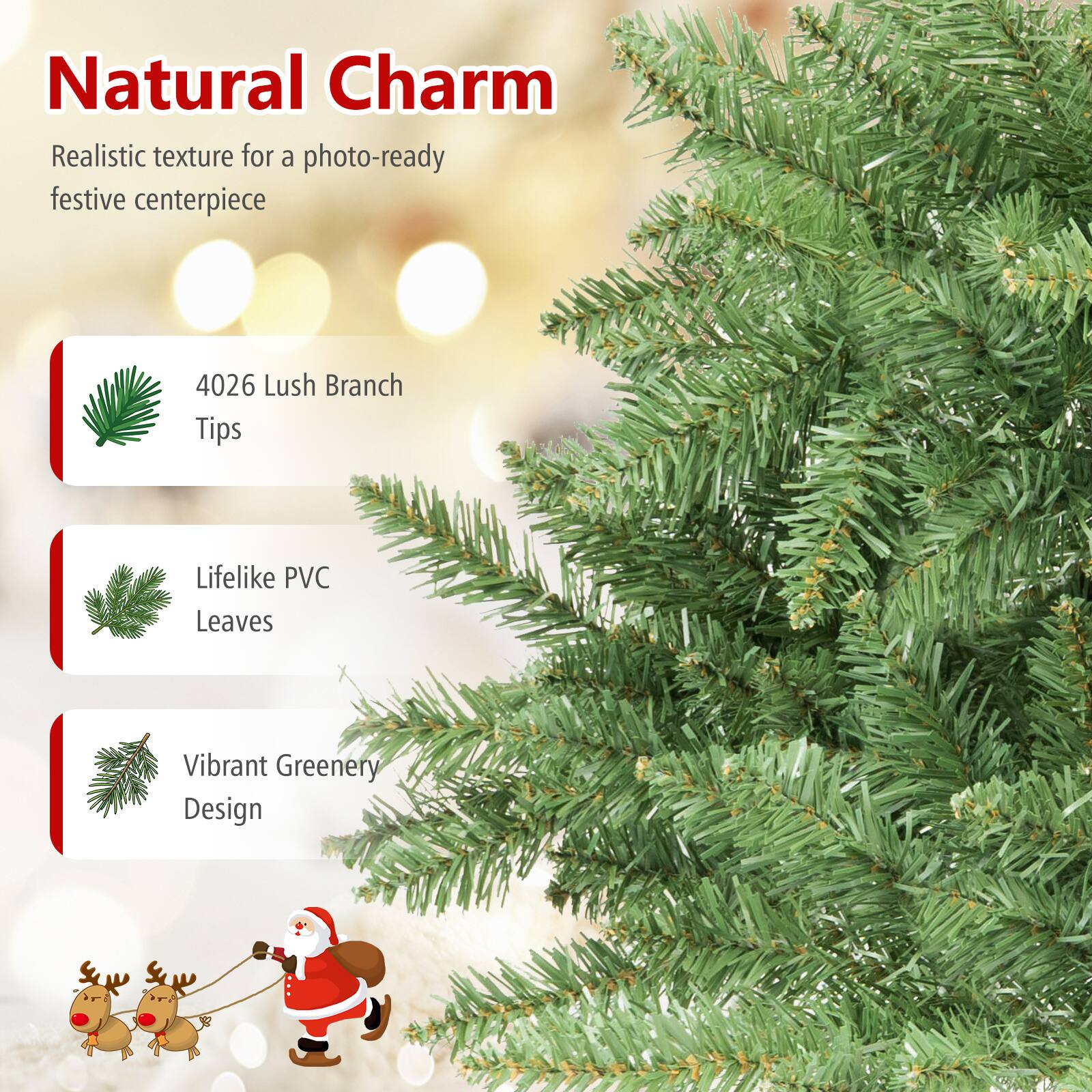 Natural Charm  
Realistic texture for a photo-ready festive centerpiece

4026 Lush Branch Tips  
Lifelike PVC Leaves  
Vibrant Greenery Design
