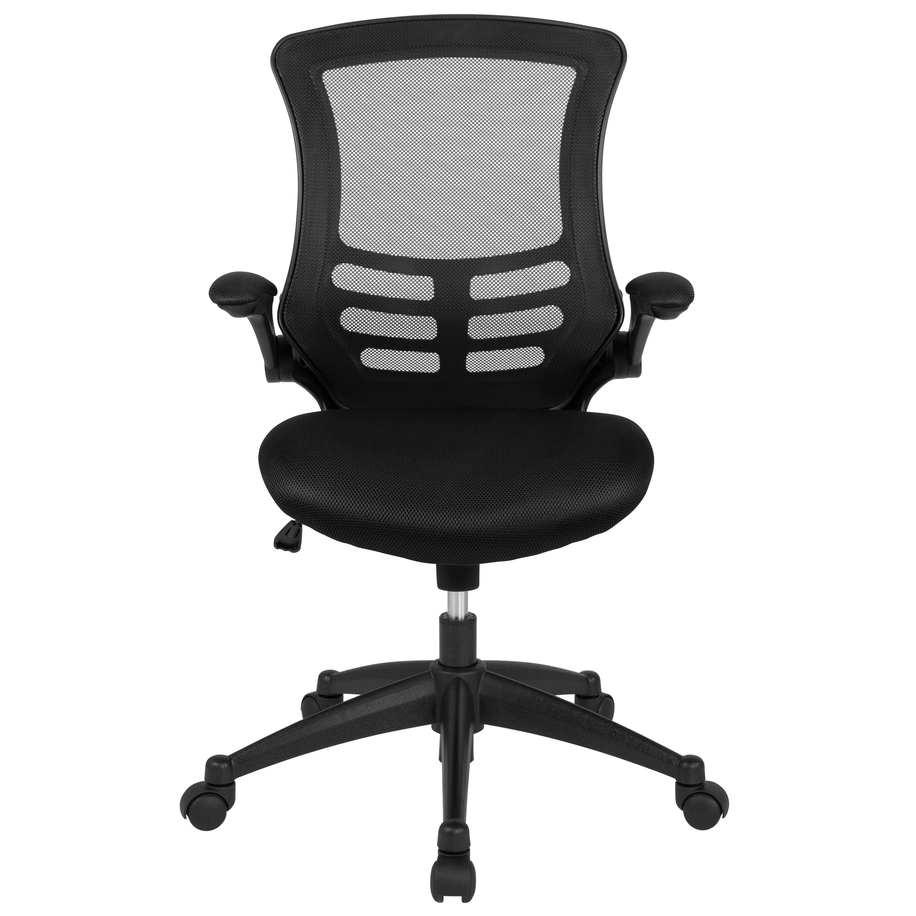 Alt View 8. Emma + Oliver - Mid-Back Mesh Swivel Ergonomic Task Office Chair with Flip-Up Arms - Black Mesh/Black Frame.