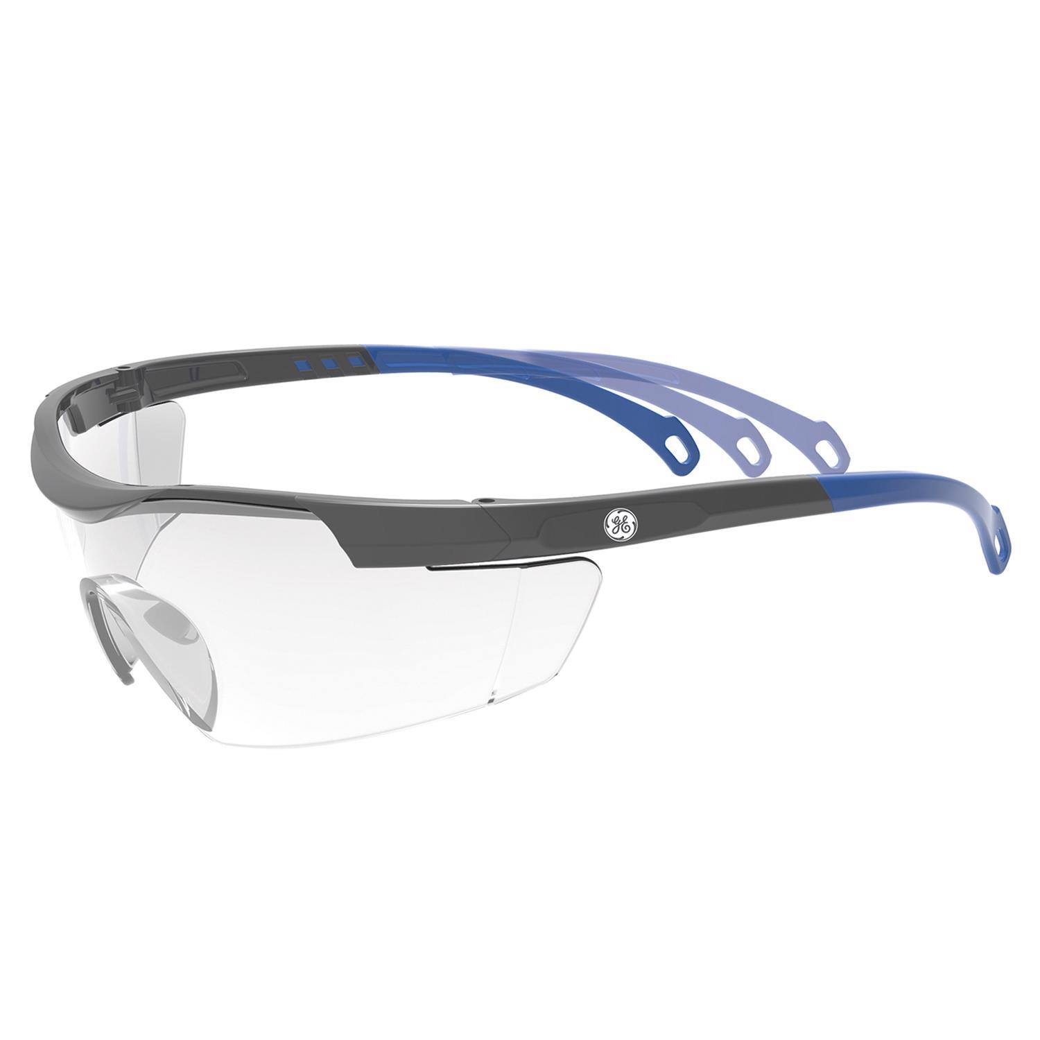 Front. General Electric - General Electric 01 Series Impact-Resistant Safety Glasses Clear Lens Blue Frame 1 pk - Blue.