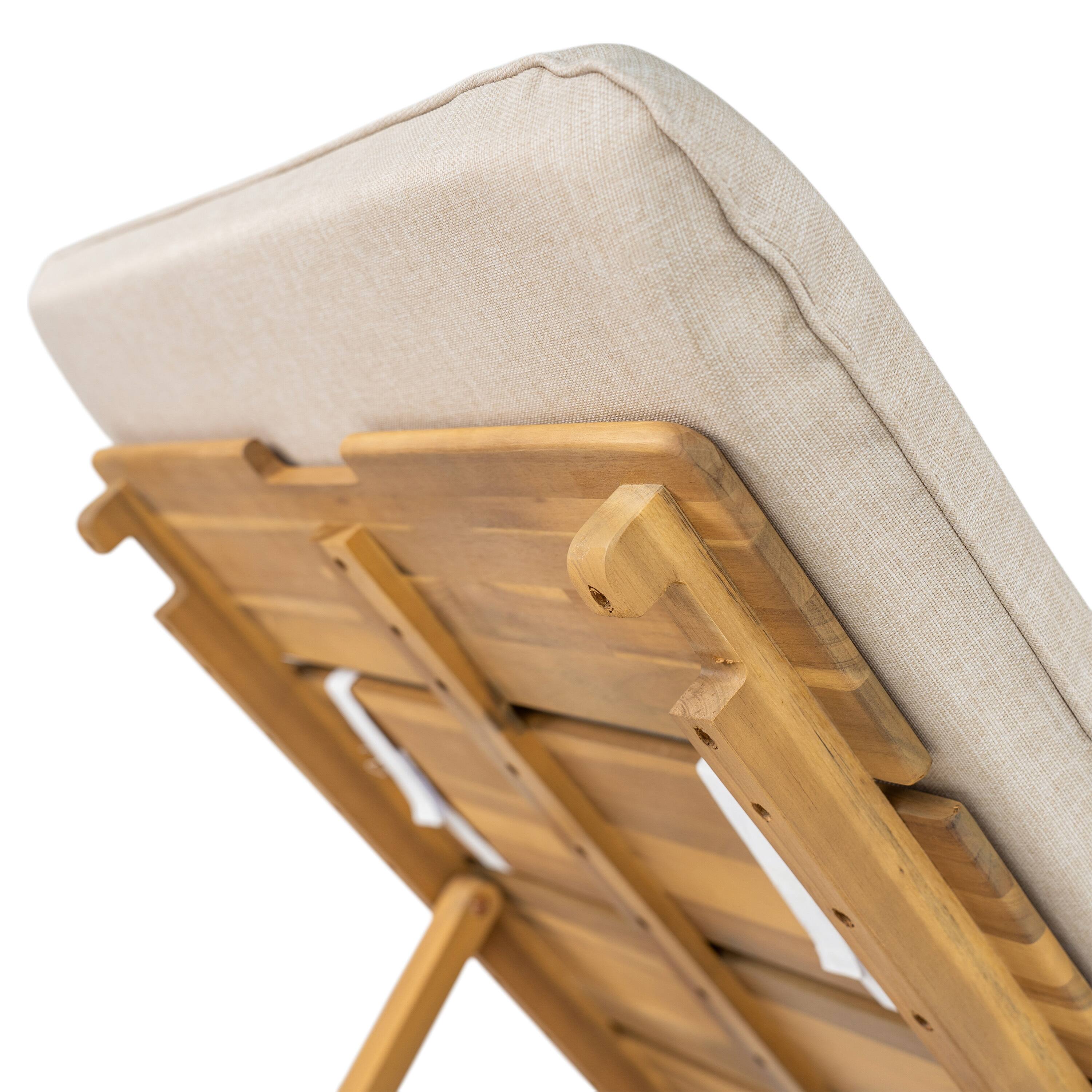 Alt View 4. Mondawe - Set of 2 Outdoor Acacia Wood Chaise Lounge with Wheels - Beige+Light Teak.