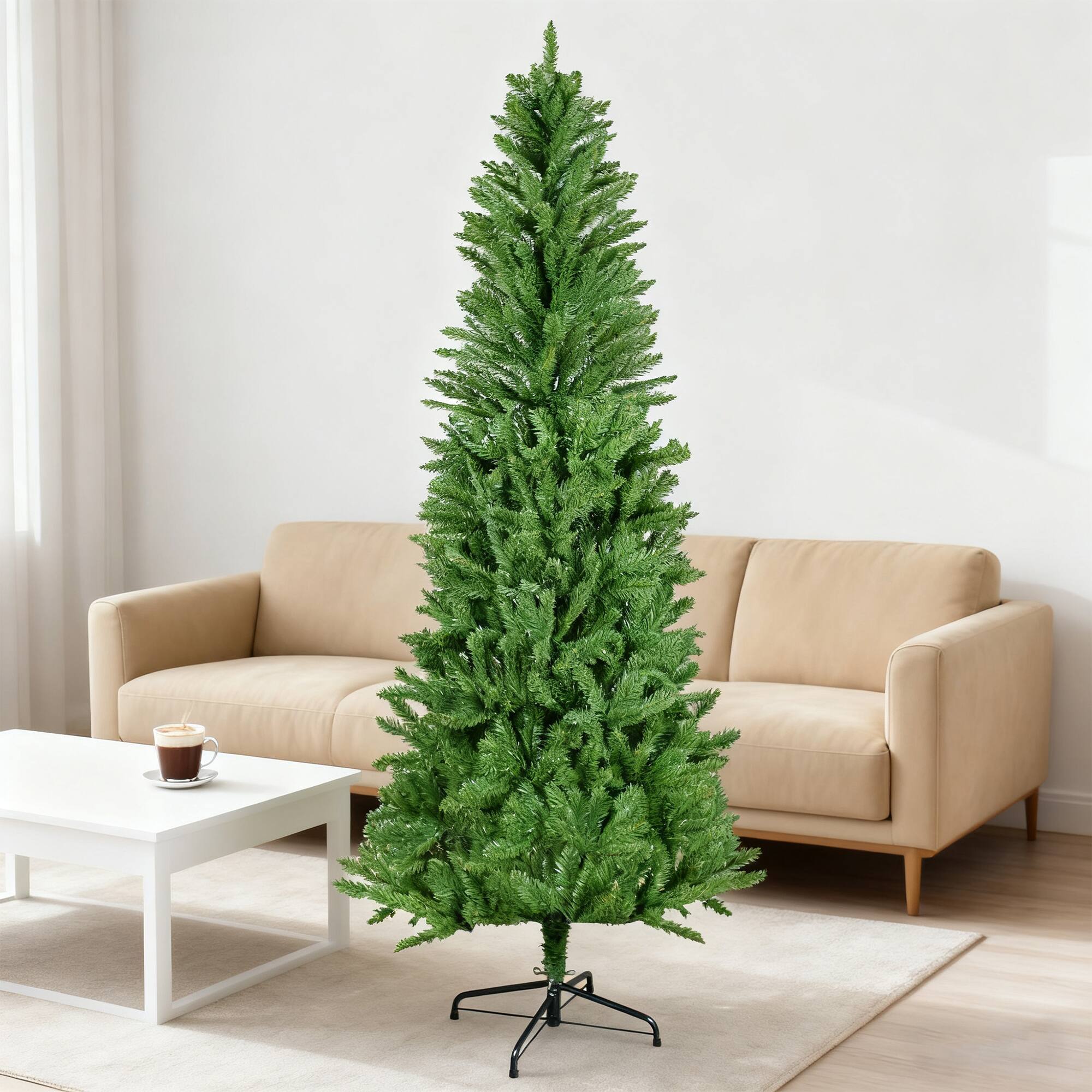 Alt View 7. MOOSOO - 6FT Artificial Christmas Tree with 754 Tips, Full PVC Branches,Green Pencil Holiday Tree with Sturdy Metal Stand - Green.