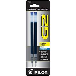 Pilot - G2 Gel-Ink Pen Refill, Extra Fine Tip, 2/Pack - Blue Ink