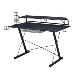 FurniFact - Gaming Table With Storage Tray - Black