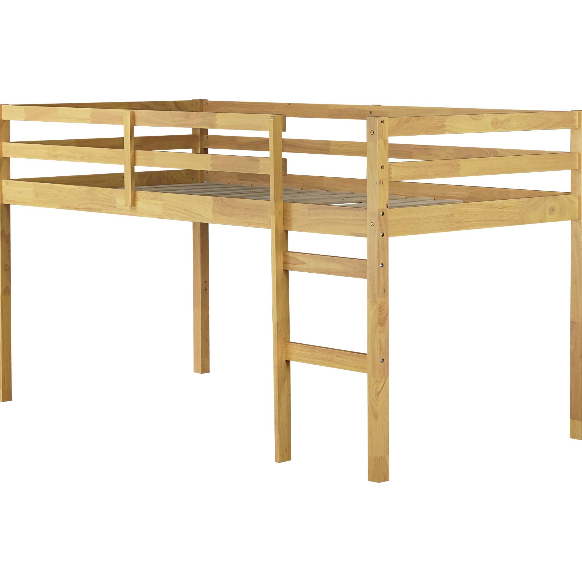 Angle. GOODSILO - Solid Wood Twin Loft Bed with Ladder and Strengthened Slats for Enhanced Stability and Space Optimization - Natural.