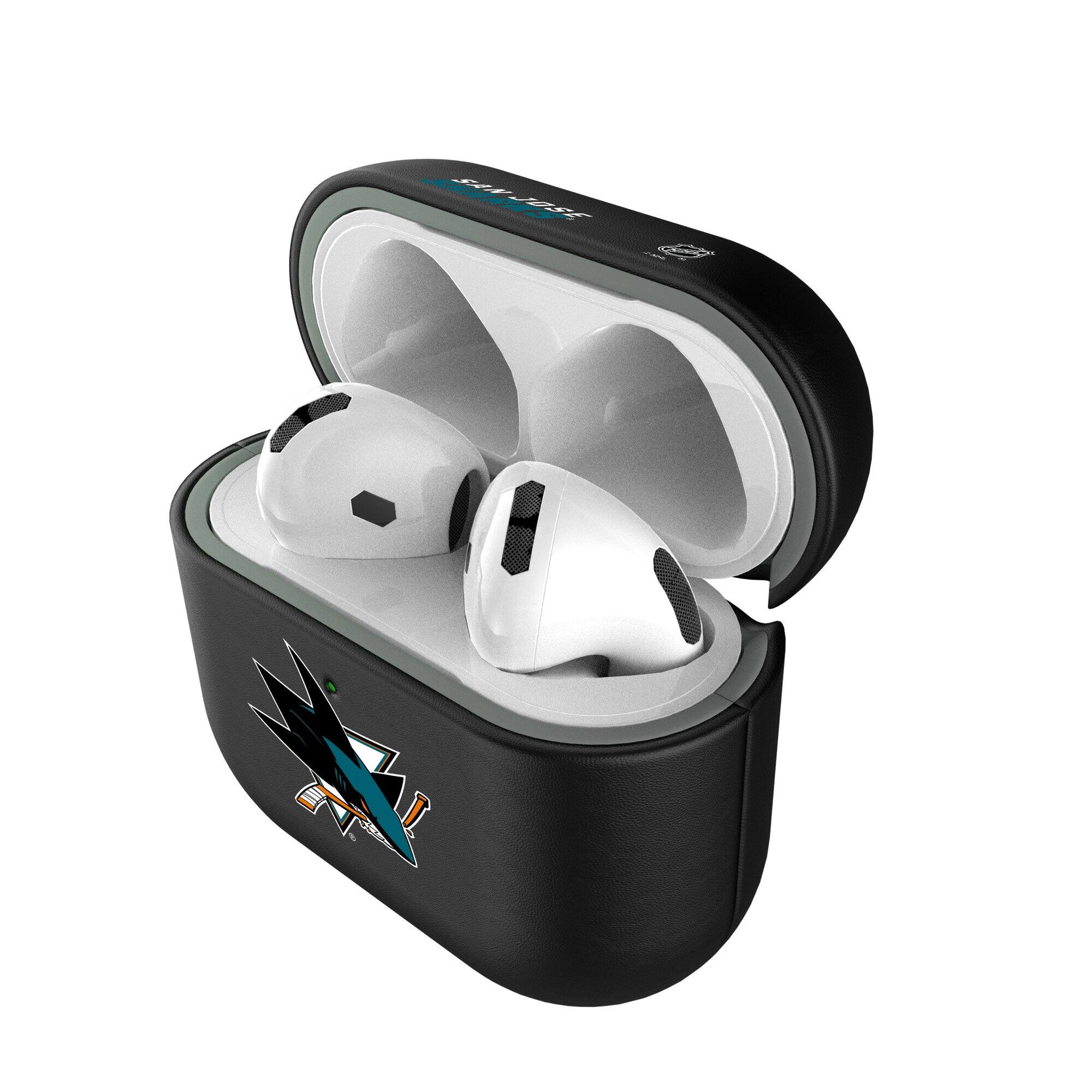 Alt View 3. Keyscaper - San Jose Sharks San Jose Sharks Insignia AirPods 4th Generation Case Cover - No Size - Black.