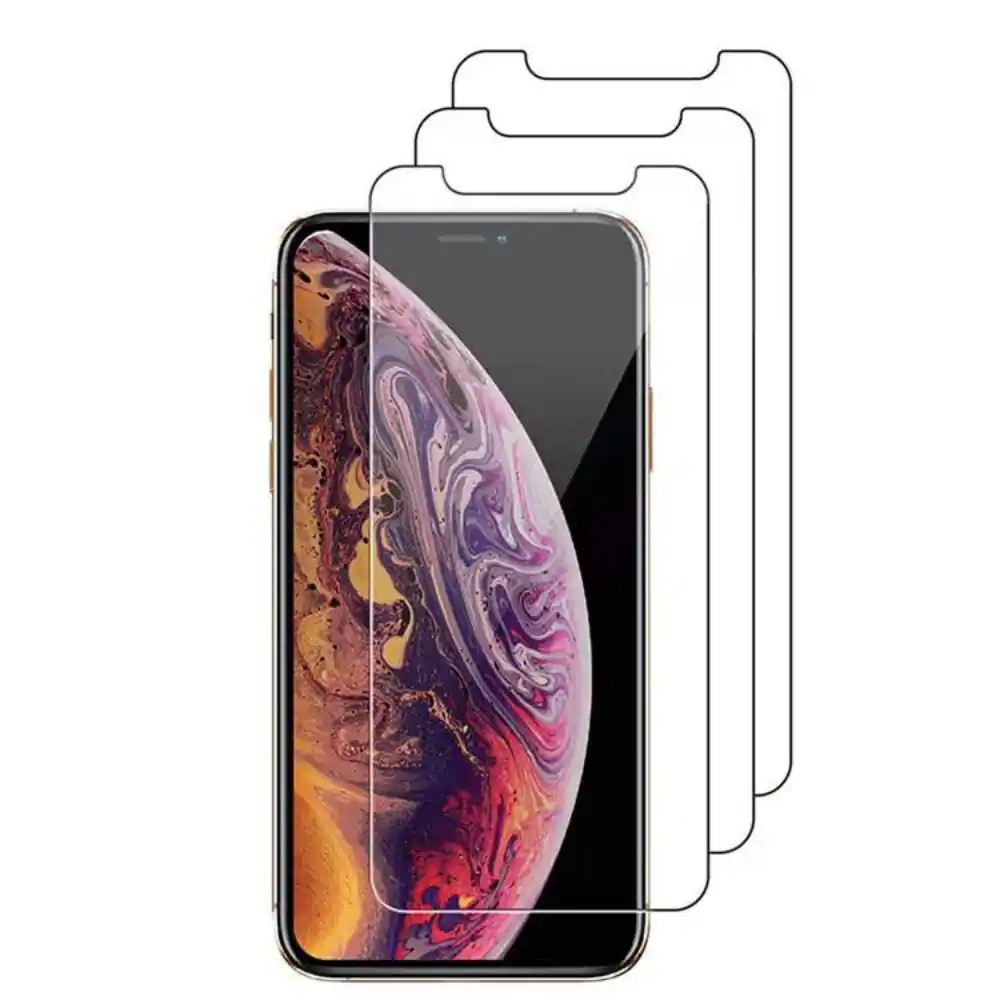 Front. Qixxronics - [3-PACK] Screen Protector for iPhone XS / X / Tempered Glass Screen Protector Film Cover, fits iPhone X / XS / 11 Pro - Clear.