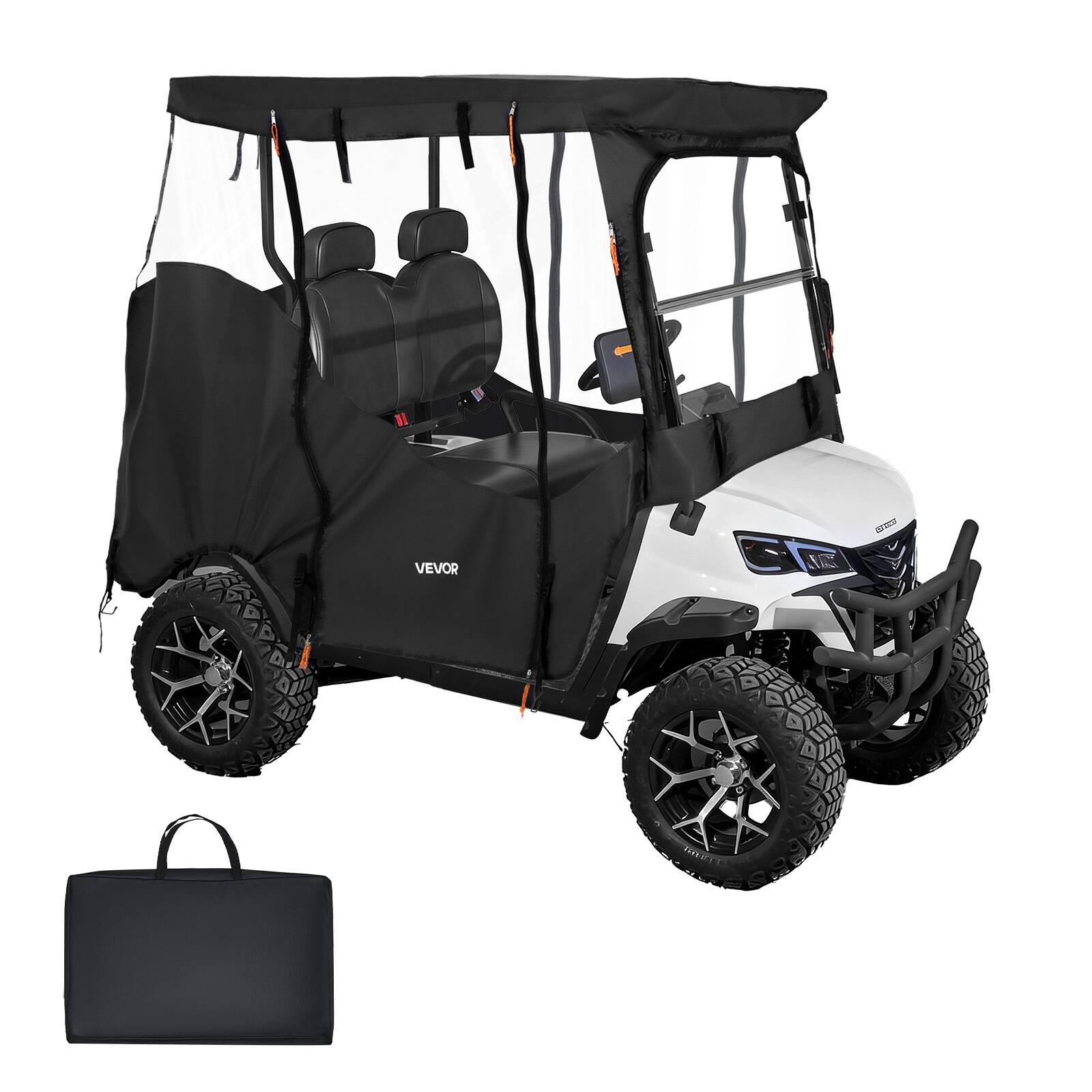 Alt View 5. VEVOR - Golf Cart Cover, Visible Full-Enclosure 2&2+2 Passenger Golf Cart, 600D Waterproof Oxford Fabric Club Car Cover - Black.