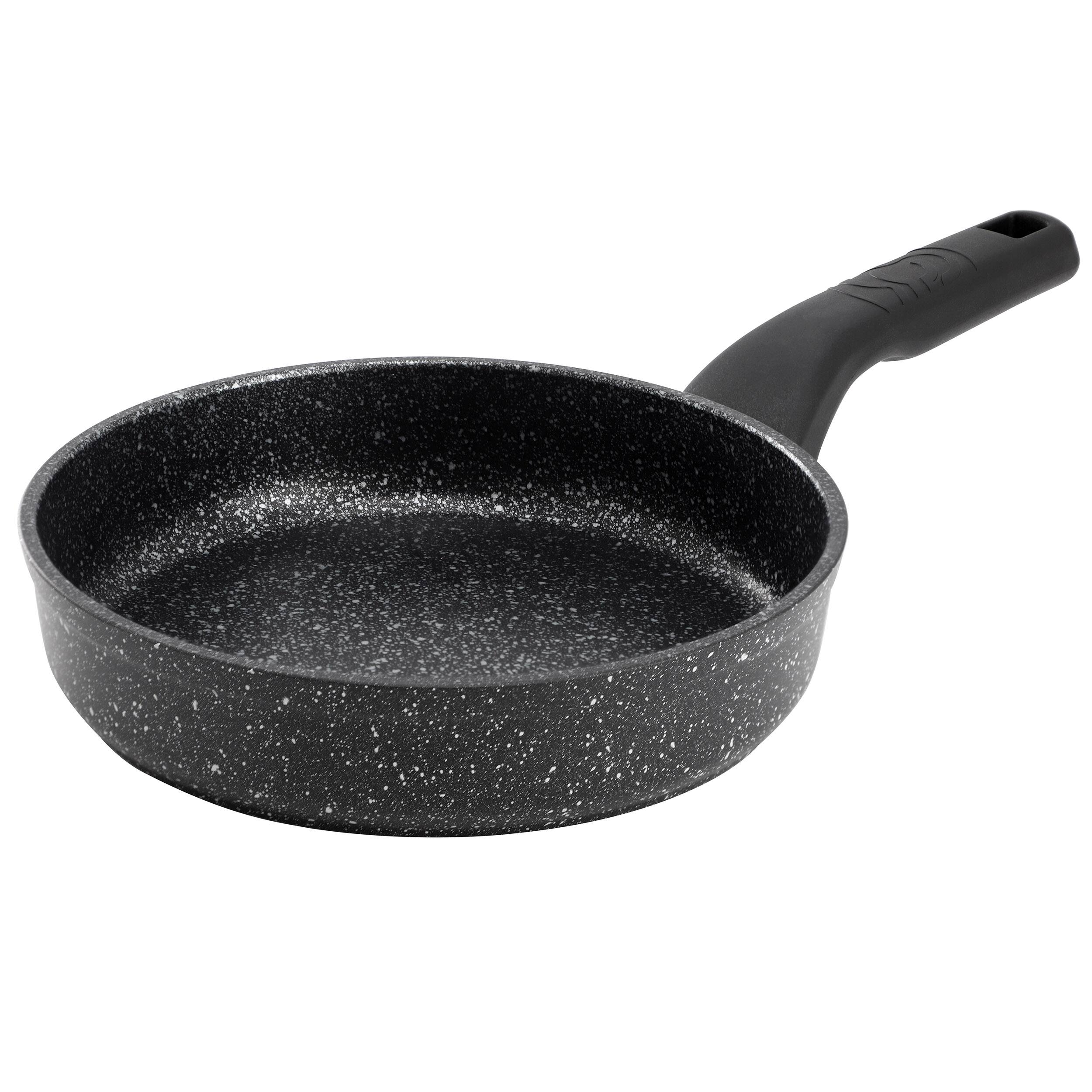 Front. Korkmaz - Korkmaz Ornella Nonstick 8 Inch Aluminum Frying Pan in Granite Black - Granite Black.