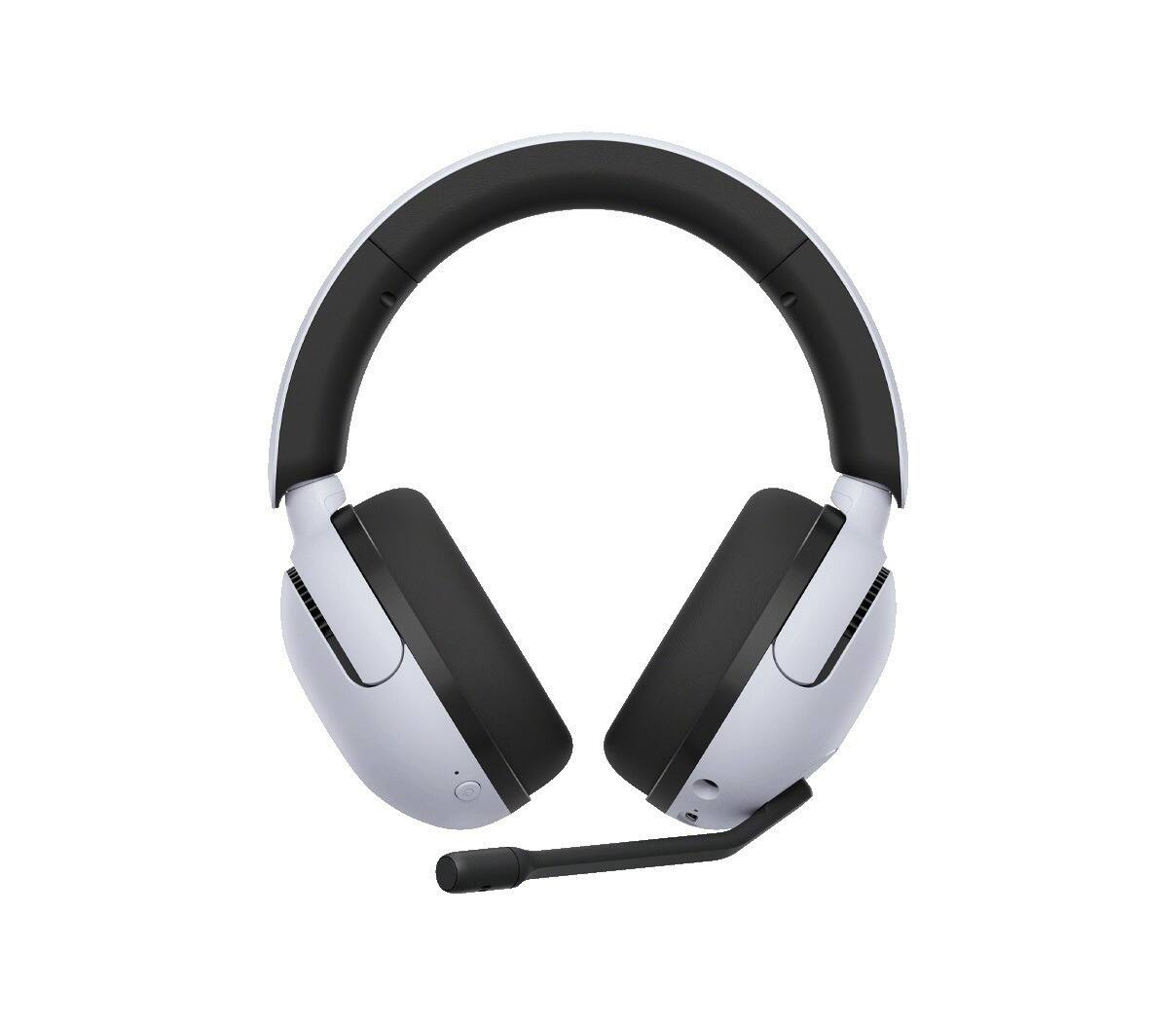 Angle. Sony - Sony INZONE H5 Wireless Gaming Headset (WHG500/B, White) with metal alloy headphone stand bundle - White.