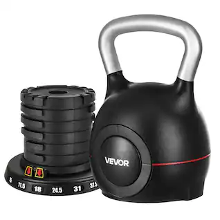 VEVOR - Kettlebell, Adjustable Kettlebell with 7 Weight Levels (5, 11.5, 18, 24.5, 31, 37.5, 44 lbs) - Black