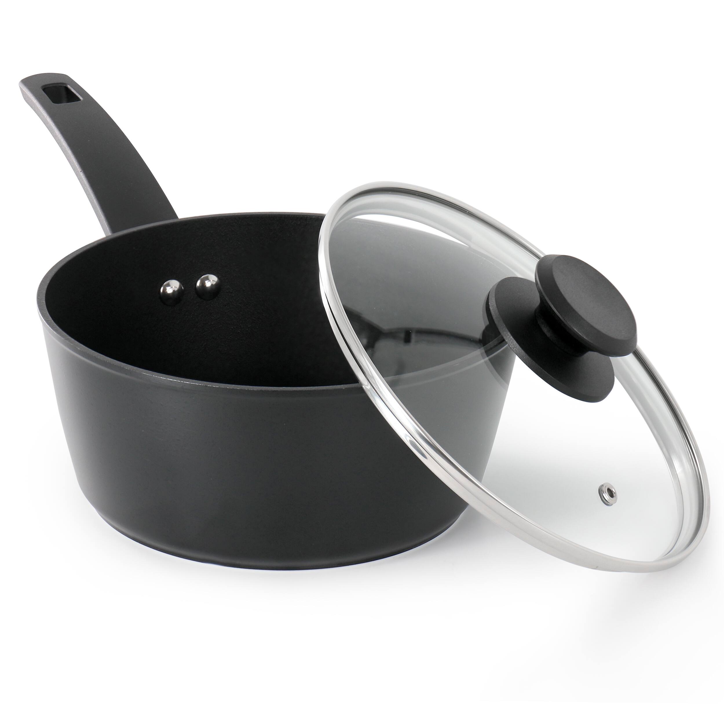 Alt View 1. Oster - Oster Connelly 2.5 Quart Textured Nonstick Aluminum Saucepan with Lid in Black - Black.