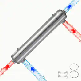 VEVOR - Pool Heat Exchanger, 360K BTU Swimming Pool Heater Exchanger, 316L Stainless Steel Construction, High Efficiency Water - Silver