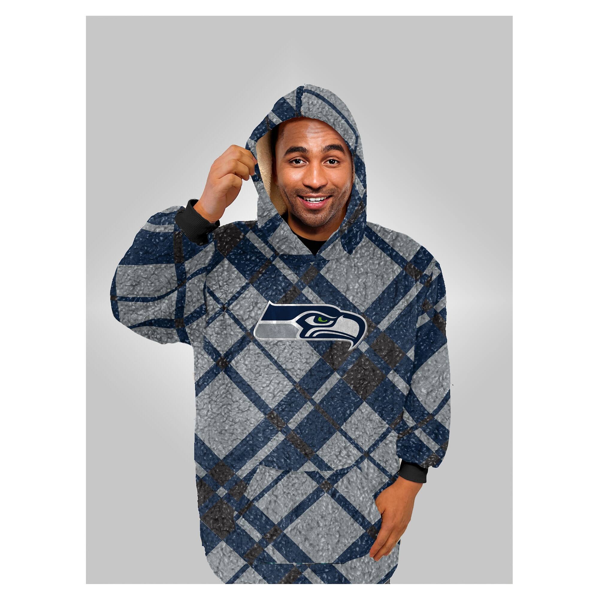 Alt View 1. Pegasus - Seattle Seahawks 34" x 34" Digital Dash Sherpa Hooded Fan Cape - Multicolor.