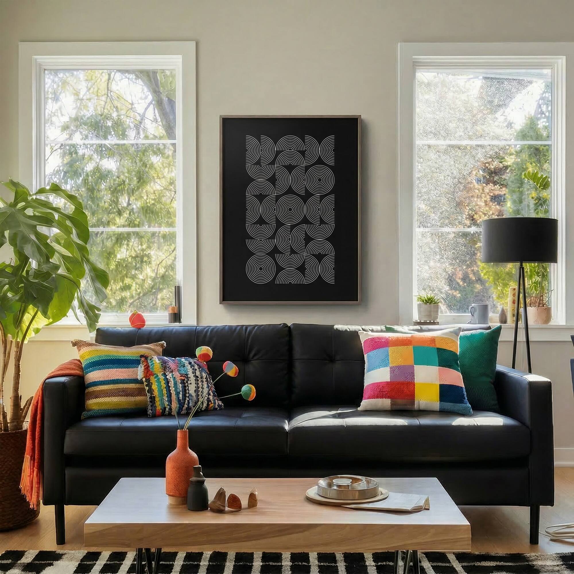 Alt View 1. HOMLUX - 1 Piece Framed Black and White Abstract Canvas Wall Art Art Wall Decor Decorative Canvas Print 36 in. x 24 in. - Multi-Colored.