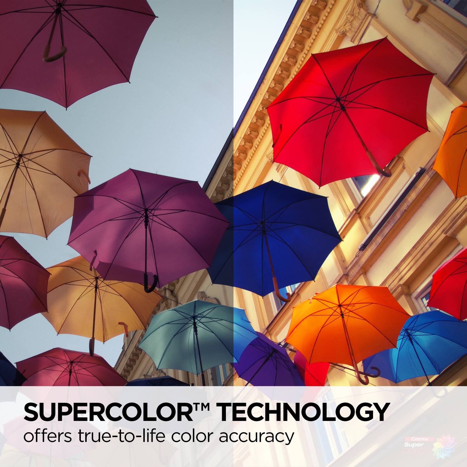 SUPERCOLOR TECHNOLOGY offers true-to-life color accuracy.