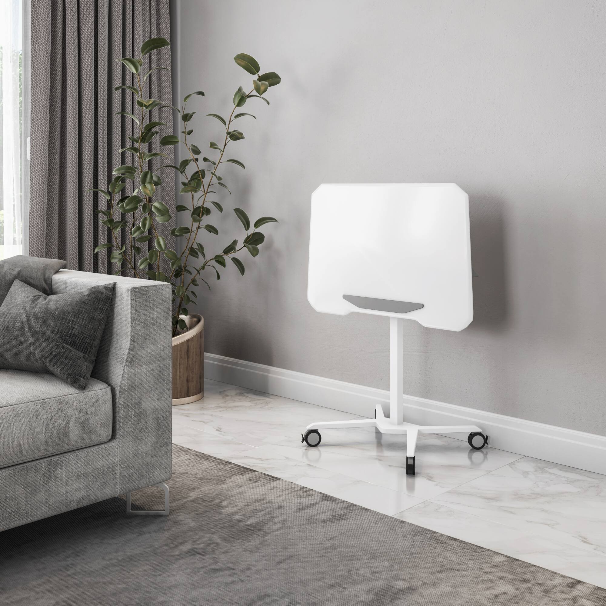 Alt View 4. GOODSILO - Adjustable Height Mobile Laptop Stand with Tiltable Tabletop for Sit-to-Stand Workstation - White.