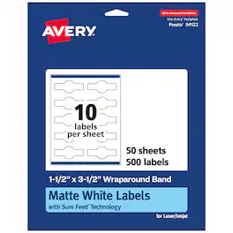 Avery - Matte Wraparound Labels, 1-1/2" x 3-1/2", 500 Total - White