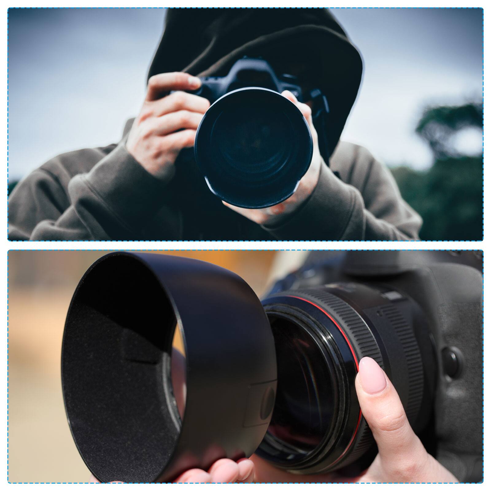 Alt View 6. Unique Bargains - 72mm Standard Focus Frosted Anti-reflective Lens Hood with Cap/Cloth for Nikon/Fuji/Pentax/Leica - Black.