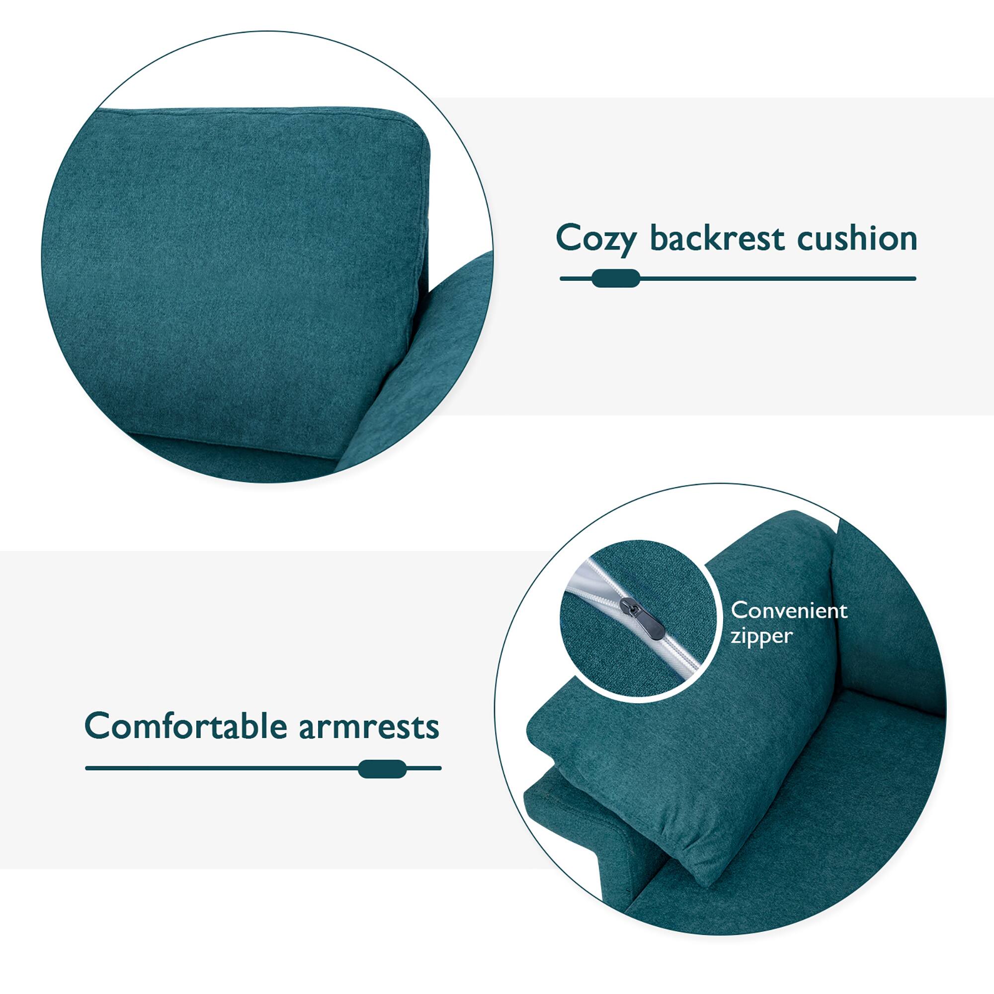 Cozy backrest cushion Convenient zipper Comfortable armrests
