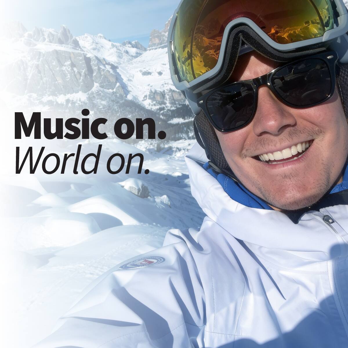 Music on.  
World on.