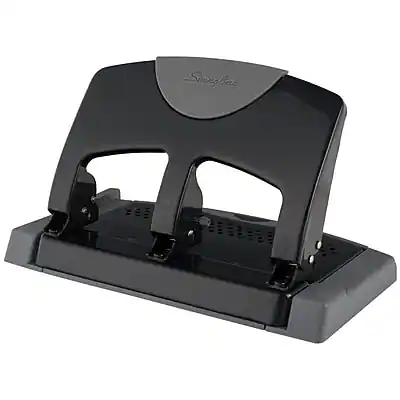 Front. Swingline - SmartTouch Low Force Desktop 3-Hole Punch, 45 Sheet Capacity, Black/Gray - Black/Gray.