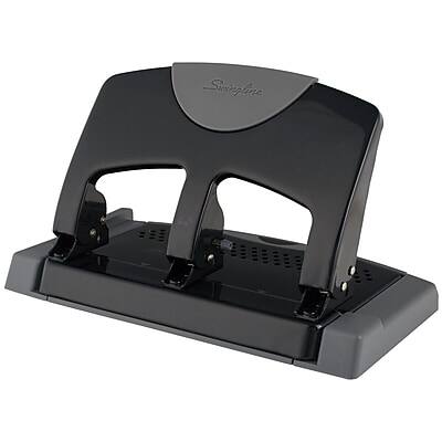 Front. Swingline - SmartTouch Low Force Desktop 3-Hole Punch, 45 Sheet Capacity, Black/Gray - Black/Gray.