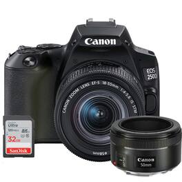 Canon - EOS Rebel 250 Digital SLR Camera + 18-55 + EF 50mm f/1.8 STM Lens Kit - Black