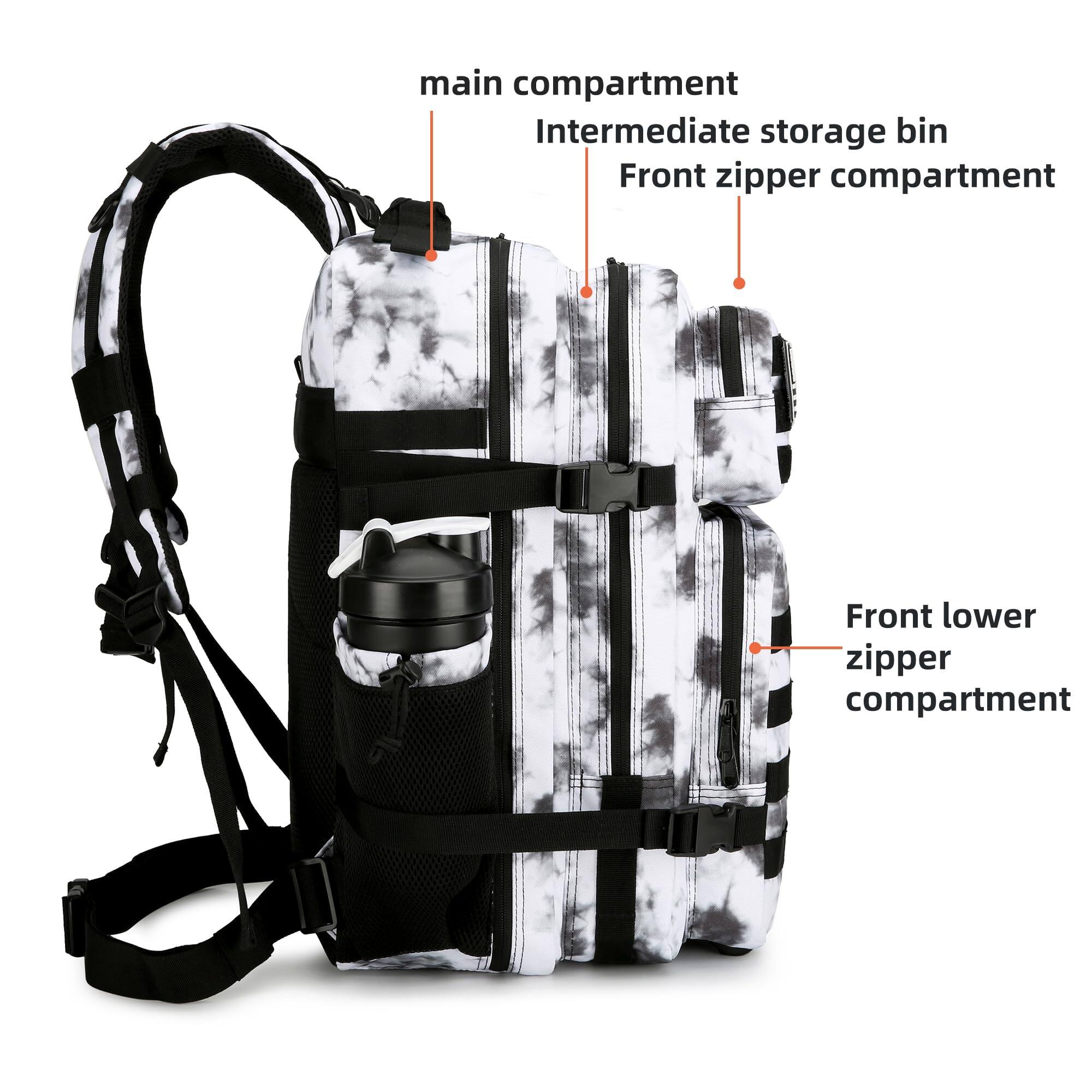 Back. Stamp n Camp - 45l Assault Backpack 3 Day Pack With Molle Waterproof Rucksack For Backpacks (blackwhite Camo) - Light Blue.