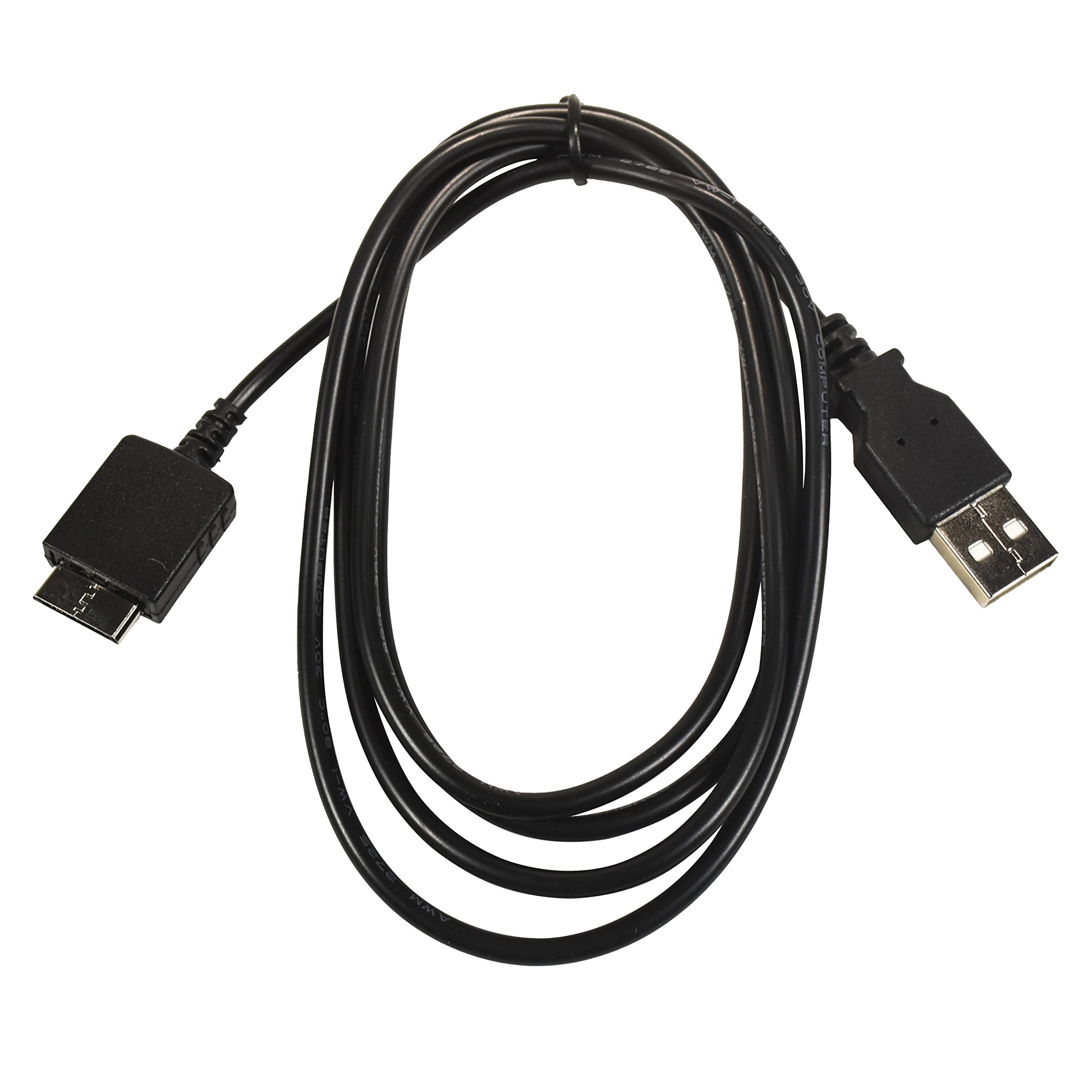 Angle. HQRP - USB Sync and Charging Cable for Sony Walkman NWZ-E435, NWZ-E436F, NWZ-E438F, NWZ-E443, NWZ-E443K - Black.