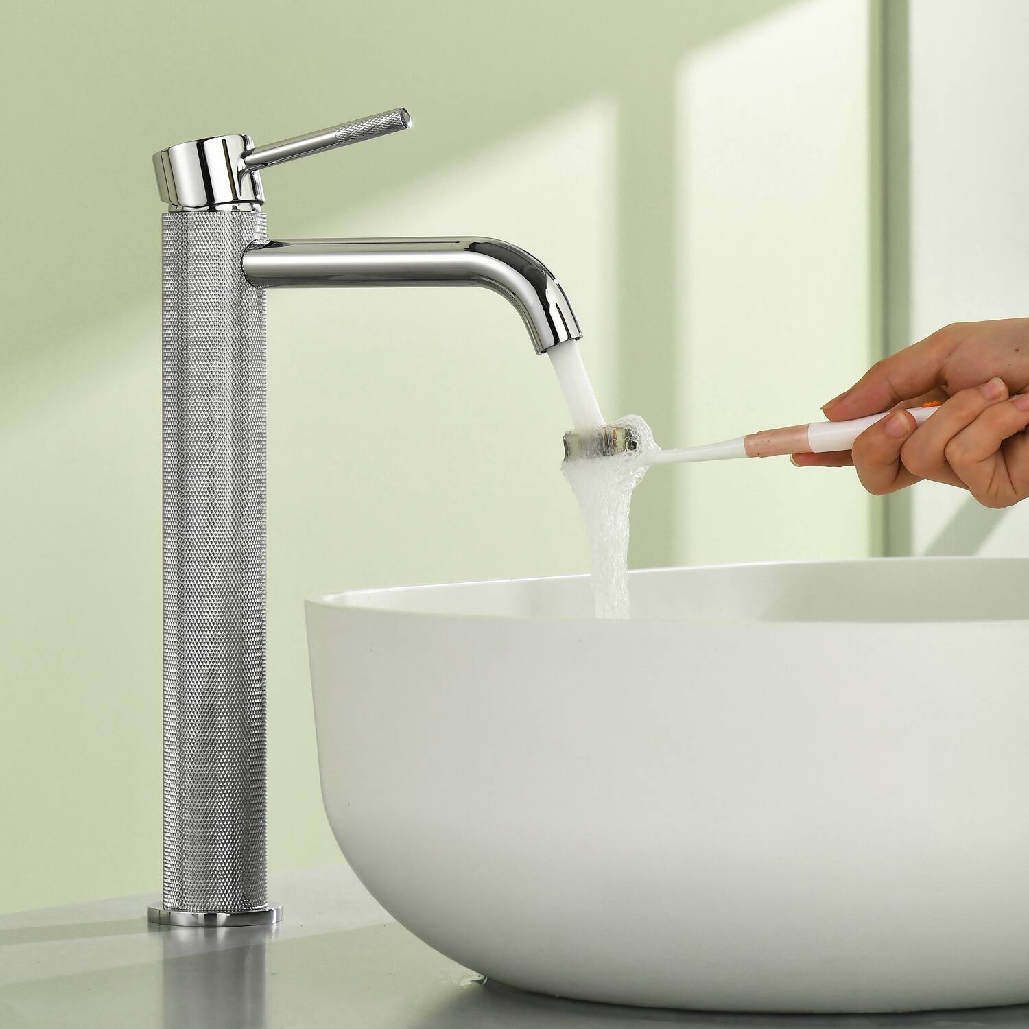 Alt View 3. Boyel Living - Chrome Carved Bathroom Faucet Solid Brass Single Handle - Chrome.