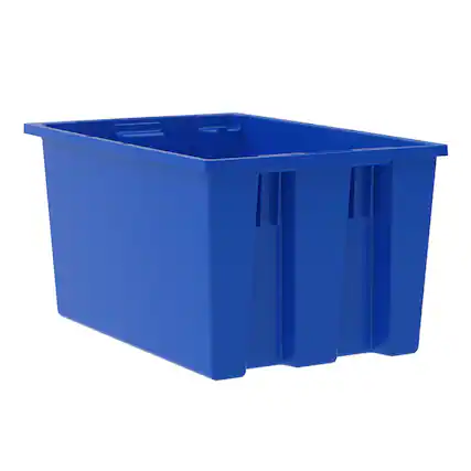 Front. Akro-Mils - Akro-Mils 3 Pack Nest and Stack Plastic Storage Tote, 23.5" x 19.5" x 10", Blue - Blue.