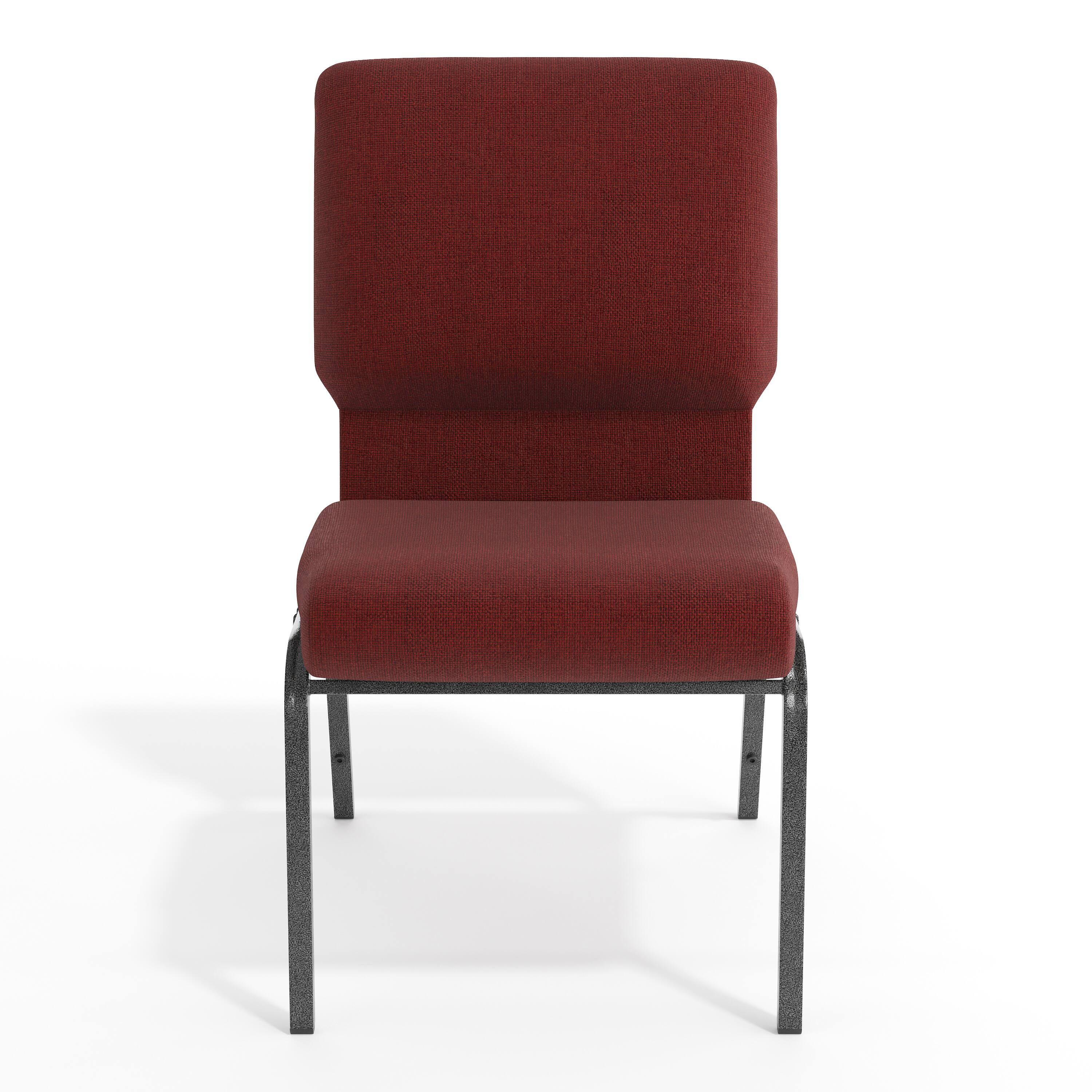 Alt View 9. Emma + Oliver - Church Chair 20.5 in. Wide - Maroon Fabric/Silver Vein Frame.